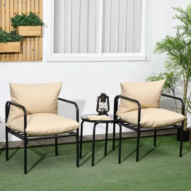 Outsunny Gartenmöbel-Set Beige, Metall, Gartenmöbel, Gartenmöbel-Sets