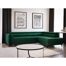Sofnet Ecksofa mit Schlaffunktion und Bettkasten, Wohnlandschaft mit einstellbare Kopfstützen, Couch, Sofa, Bettsofa, Schlafsofa Grün (Kronos 19)...