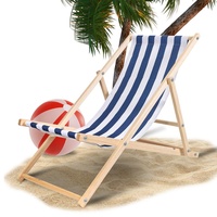 Liegestuhl Camping Relaxliege Klappbar Holz Gemühtlicher klappliege Sonnenstuhl Holz Blau weiß