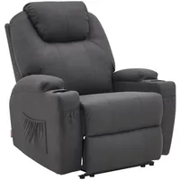 MCombo Relaxsessel elektrisch Mikrofaser 92 x 109 x 92 cm Dunkelgrau mit Massage- und Heizfunktion