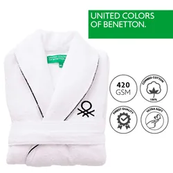 Albornoz M/L 420GSM 100% Baumwolle mit besticktem Logo Weiß Core Benetton