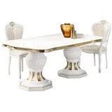 Interdesign24 Esstisch Bella (ausziehbar, 185 - 230 cm, im Barock-Stil, mit Goldverzierungen), in Weiß/Gold