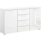 Rauch Kommode »Sideboard Schubladenkommode Kombikommode KOLUNA mit Glasfront«, mit 4 Schubkästen und 2 Türen sowie Metallgriffen MADE IN GERMANY, weiß