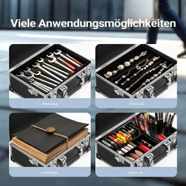 Wiltec PVC Universalkoffer 32x23x16 cm, PVC-Box abschließbar für Aufbewahrung und Transport von Werkzeug, Dokumenten usw., mit Griff und Tragegur...