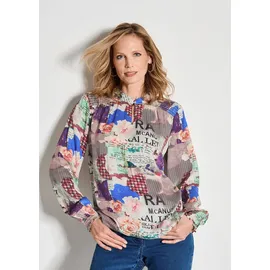 GOLDNER Leichte Printbluse mit Patchwork-Muster Braun 42