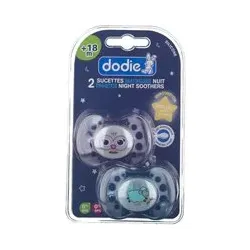 dodie® Sucette +18 Mois 'Chouette et Mouton' Duo Nuit silicone (Le design peut changé) Sucette(S) 2 pc(s)