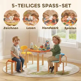 aiyaplay Kindersitzgruppe 5-teilig 69 x 45 x 69 cm Holz lackiert mehrfarbig