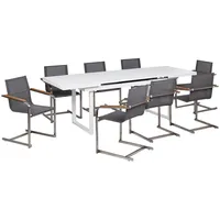 Beliani Gartenmöbel-Set, Weiß, Grau, Silber, Metall, Gartenmöbel, Gartenmöbel-Sets