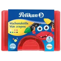 PELIKAN 722942 Pelikan Wachsmalstifte, dreieckig, wasserfest, 8 Stück im Etui