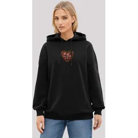 F4NT4STIC Hoodie Blumen Herz bestickt schwarz XS