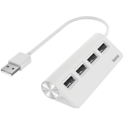 Hama USB-2.0-Hub, 4 Ports, weiß weiß