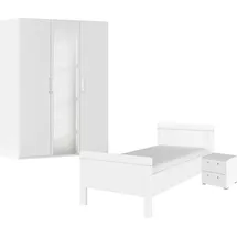 Rauch Schlafzimmer-Set RAUCH "Komplettschlafzimmer Schlafzimmer EVELYN", weiß (alpinweiß), Bett 100x200cm + ohne Matratze, B/H: 100cm x 200cm, Bett 100x200cm, Holzwerkstoff, Schlafzimmermöbel-Sets, Schrank und Bett in 2 Breiten, Nachttisch 2 Schubladen MADE IN