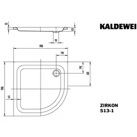 Kaldewei ZIRKON Viertelkreis-Duschwanne, 452200010001