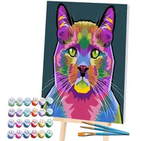 SPLAT PLANET Katzen Malerei nach Zahlen, gerahmt, fluoreszierende Neonfarbe, Malen nach Zahlen, Malen nach Zahlen, Malen nach Zahlen für Erwachsene, Kinder, 30 x 40 cm