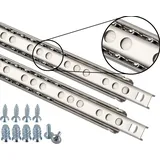 ID Dinkel 2 Schubladenschienen EDELSTAHL Teilauszug 374mm Teleskopschiene Kugelführung Schubladenauszug