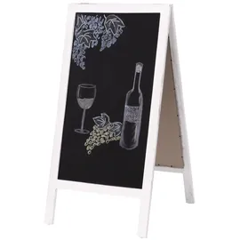 Mendler XL Werbetafel HWC-C17, Aufsteller Kreidetafel Kundenstopper, 2 Schreibflächen klappbar, 100x50cm ~ weiß shabby