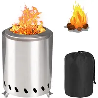 Nalezuns Feuerschalen für Den Garten, Feuerschale Edelstahl Rostfreier Stahl 304, Feuerschale mit Funkenschutz für Hinterhöfe und Städtische Innenräume, Inklusive Hitzebeständiger Handschuhe, 17CM