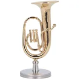 HEEPDD Mini-Tuba-Modell, Miniatur-Tuba-Modell, Messing, Vergoldet, Euphonium, Mini-Miniatur-Tuba-Musikinstrument, Modell für Zuhause, Schule, Büro