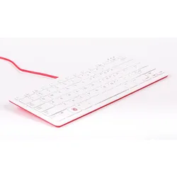 offizielle Raspberry Pi Tastatur, US-Layout, inkl. 3 Port USB Hub, rot/weiß