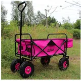 TRUTZHOLM Bollerwagen Bollerwagen faltbar mit Vollgummi Rädern, Hecktasche und Teleskopgriff rosa