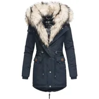 Navahoo Damen Wintermantel Dicker Winterparka mit 2 Kunstpelz-Kapuzen Sweety