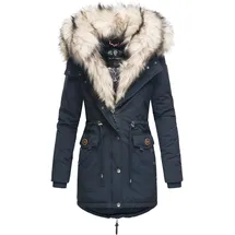 Navahoo Damen Wintermantel Dicker Winterparka mit 2 Kunstpelz-Kapuzen Sweety