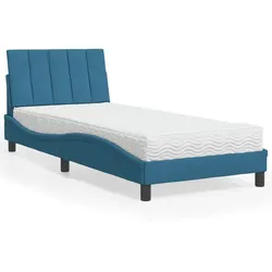 Bett mit Matratze Blau 90x190 cm Samt