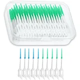 NXPUXP 200 Stück Interdentalbürste Weiche Silikon adaptive,Interdentalbürsten,Tragbarer Zahnseidehalter mit doppeltem Verwendungszweck,Zur Reinigung der Zahnzwischenräume(blau,grün)