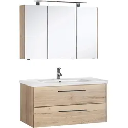 Badmöbel-Set MARLIN "3400", beige (eiche struktur, eiche struktur), Kastenmöbel-Sets, Breite 100 cm