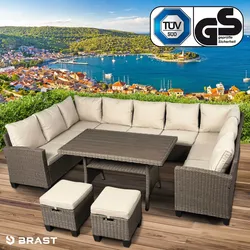 Polyrattan Garten Sitzgruppe FAMILY braun/beige
