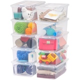 Iris Ohyama Vielseitige Aufbewahrungsboxen, 5L, 10er-Set, Transparent, Deckel leicht schließbar, Stapelbar, Für Schrank, Regale, Klassenzimmer, Organisation, Spielzeug, Kunstbedarf, Schuhe, CNL-5