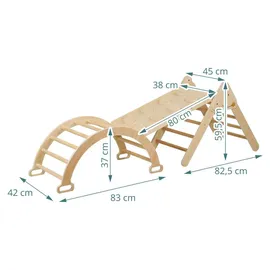 Relaxdays Kletterdreieck 3 in 1 Holz Braun