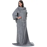 Wohndecke, ZOLLNER, 170 x 200 cm, 100% Polyester, mit Ärmeln und zwei Taschen grau