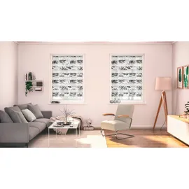 Lichtblick Duo Rollo / Doppelrollo Klemmfix 100 x 150 cm black watercolor branches/schwarz