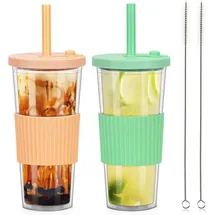 luxuskollektion 24oz Bubble Tea Becher mit Deckel und Strohhalm, 2er Set