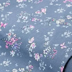 Baumwollstoff "Nostalgie Blümchen", jeansblau-color