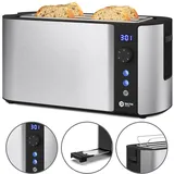Balter Toaster 4 Scheiben, Langschlitz, Edelstahl, Brötchenaufsatz, LCD Display Restzeitanzeige, Auftaufunktion, Brotzentrierung, Krümelschublad