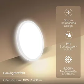 B.K.Licht LED Panel 1 rund 16W IP44