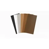 Brandalo® veganes Leder - waschbares Papier - 6 Bögen 10x21cm bei 0,55mm Dicke - Waschpapier - Lederpapier - Handmade Label gestalten - DIY zum nähen, basteln, plotten, Bedrucken UVM. - Farbvariation