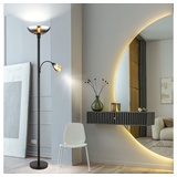 GLOBO Stehleuchte Deckenfluter Standlampe Leseleuchte Schlafzimmerleuchte Wohnzimmerlampe, Metall H 178 cm