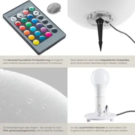 Tectake Kugelleuchte LED 12 W inklusive Erdspieß Weiß