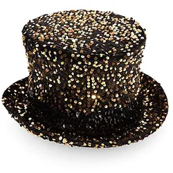 Zylinder "Pailletten", gold/schwarz