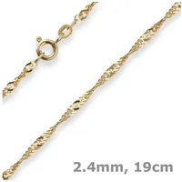 Schmuck Krone Goldarmband 2,4mm Armband Singapurkette aus 585 Gelbgold 19cm, Gold 585 goldfarben