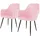 ECD Germany 2er Set Esszimmerstühle Küchenstühle Rosa aus Samt