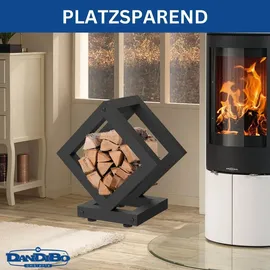 DanDiBo Ambiente DanDiBo Kaminholzregal Innen Metall Schwarz Würfel Quadratisch 96606 Brennholzregal Holzaufbewahrung Kaminholzständer Feuerholzregal - Schwarz