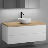 neoro n50 Unterschrank B: 120 cm mit 2 Auszügen, Waschtisch Ø 45 cm weiß matt, B: 120.5 ohne Lochbohrung BN0106WM+BN0424WM+BN0404W1