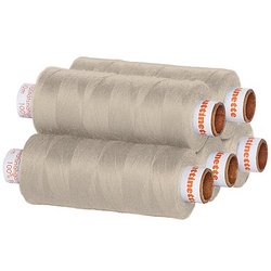buttinette Universal-Nähgarn, Stärke: 100, 5er-Pack, leinen