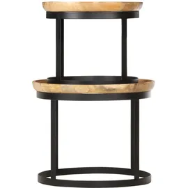 vidaXL Runde Beistelltische Braun Mangoholz 5900 x 5000 cm