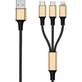 2Go 3 in 1 USB Ladekabel-gold-150cm f.Micro-USB - Apple