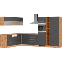 Kochstation Küche »KS-Wien«, Stellbreite 220 x 340 cm, wahlweise mit E-Geräten, grau